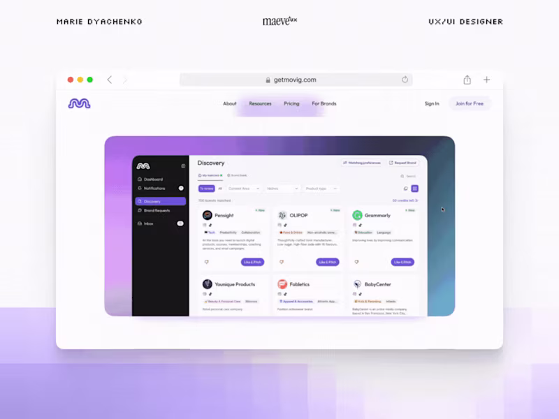 Cover image for Movig –– Platform for UGC creators