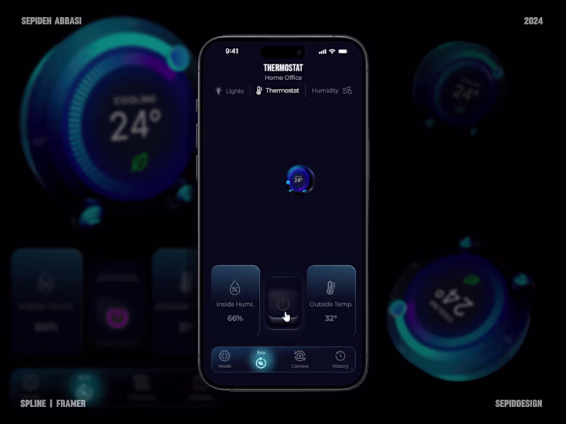 Cover image for Smart Home App with 3D Thermostat ✧Spline✧
