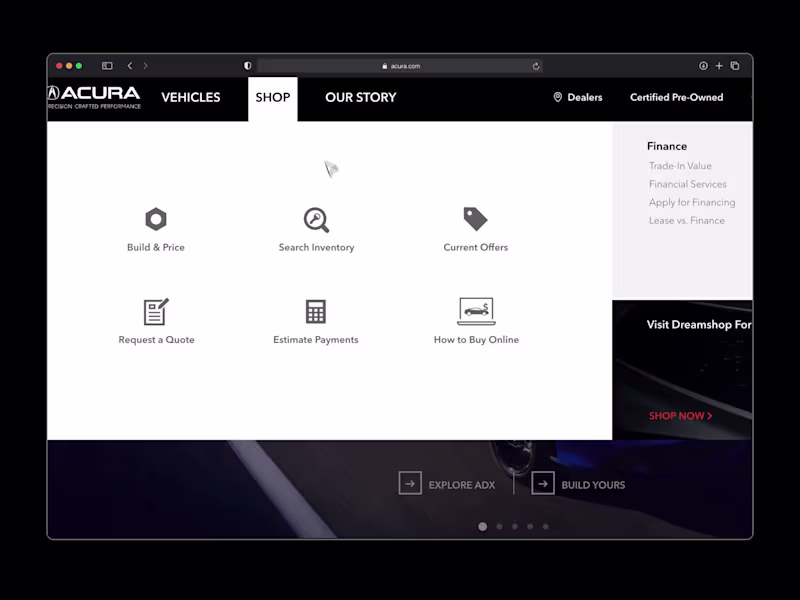 Cover image for Acura ◦ Car-Buying E-commerce Website
