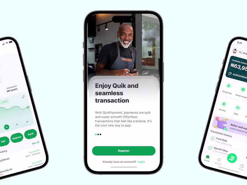 Cover image for UI/UX Design for QuikPayment Fintech App
