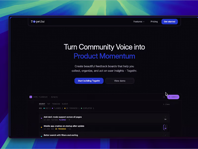 Cover image for Togethr – Turn Community Voice into Product Momentum