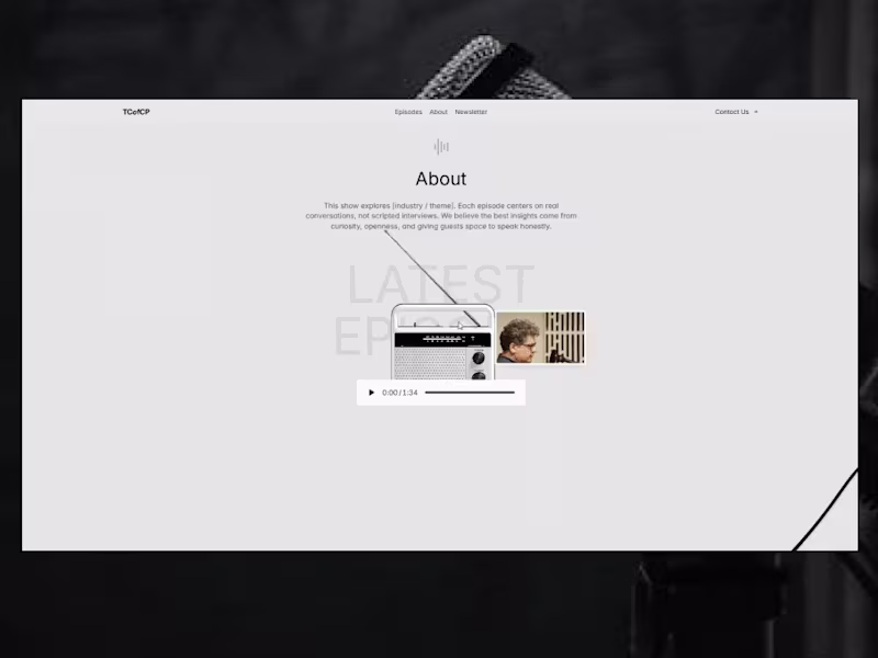 Cover image for Podcast website built in Framer.