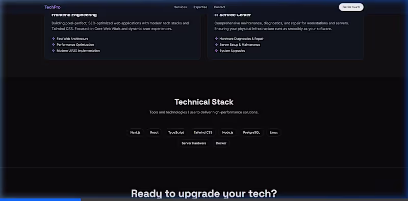 Cover image for "TechPro" is a professional landing