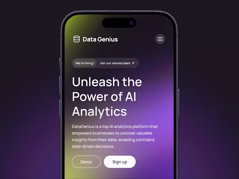 Cover image for Data Genius: SaaS Landing page