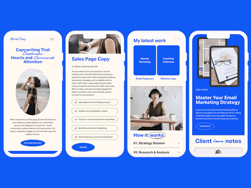 Cover image for BoldCopy One-Page Squarespace Website for Copywriters