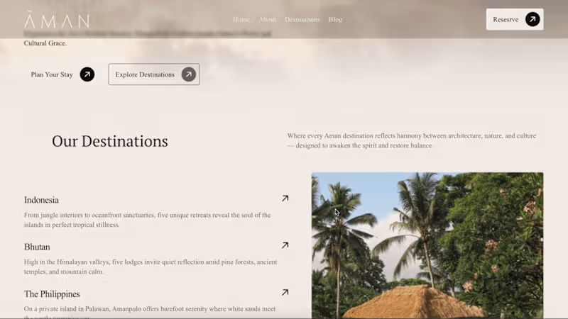 Cover image for Framer Landing Page for Aman International Hotel