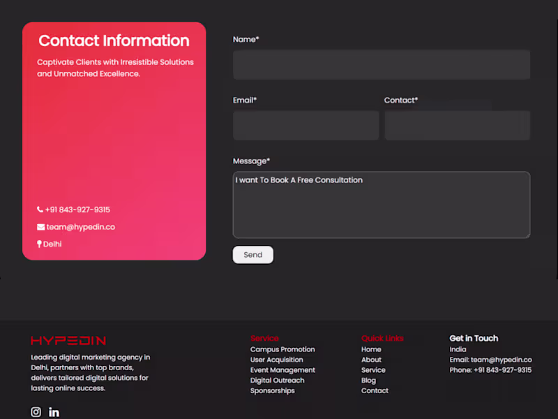 Cover image for Cutting-Edge Web Presence for Hypedin Marketing Agency