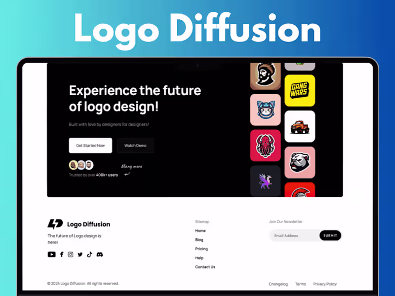 Cover image for Logo Diffusion — Webflow Website for AI SaaS
