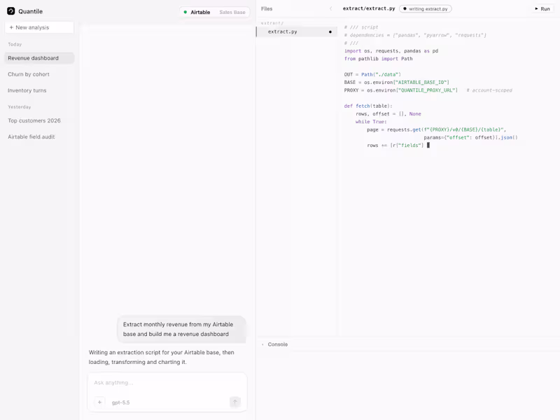 Cover image for Quantile AI analytics workbench for your connected apps