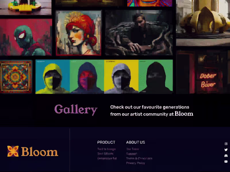 Cover image for Bloom | Landing page for AI art generator