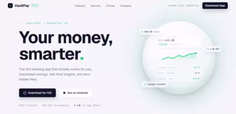 Cover image for VaultPay Mobile App landing page