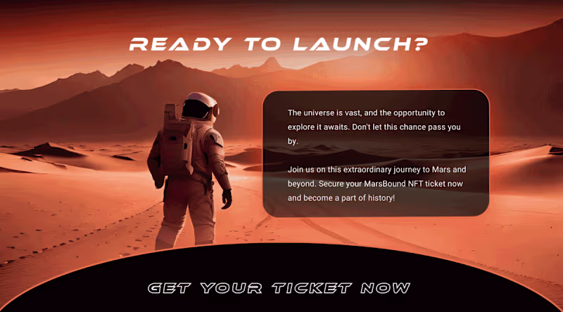 Cover image for Landing Page Design Marsbound NFT 