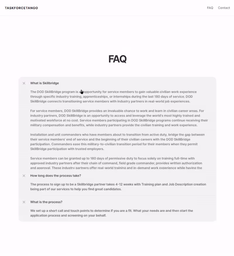 Cover image for Landing Page - Taskforce Tango