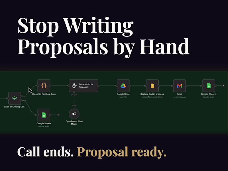Cover image for Pitch While the Lead Is Warm: AI Proposal Automation (n8n)
