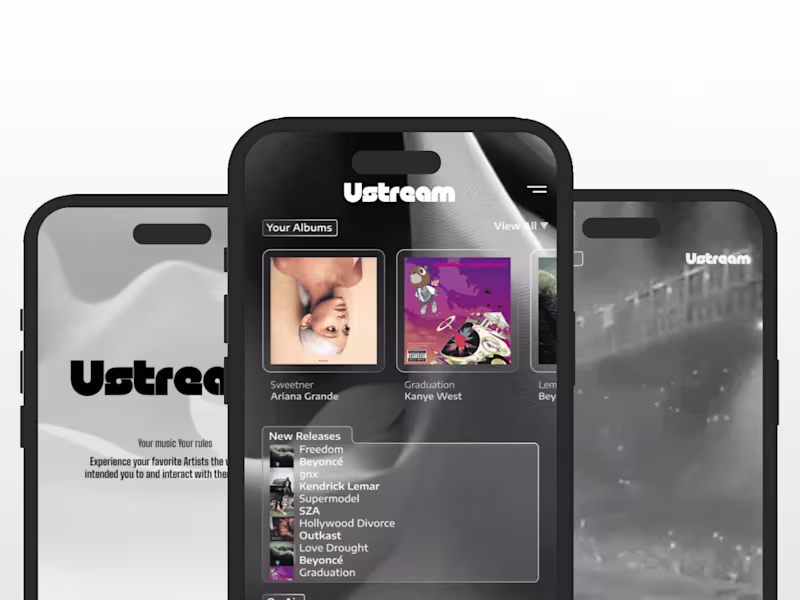 Cover image for Ustream — Music Streaming Concept (Solo Figma MVP)