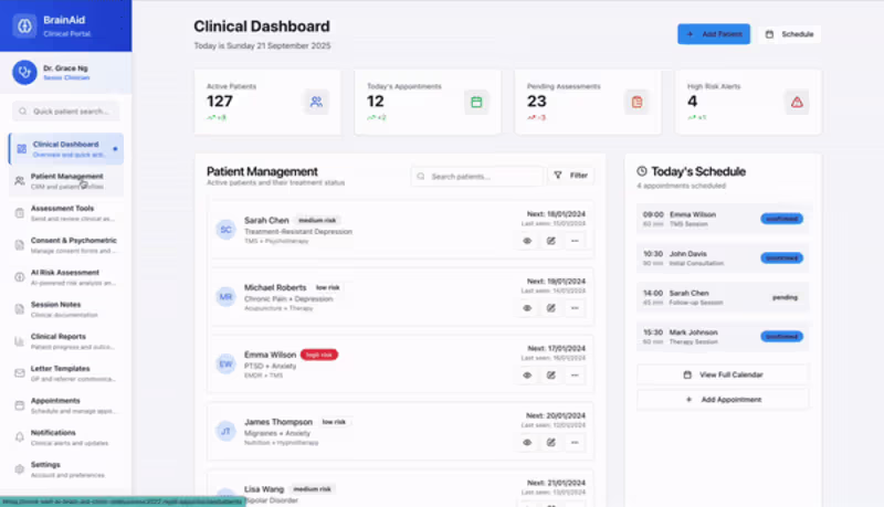 Cover image for Brain Aid Clinics TMS Platform Development