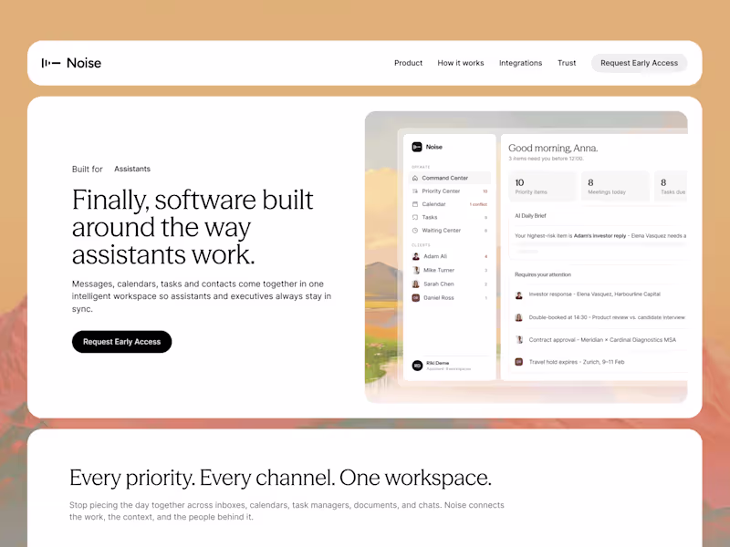 Cover image for Website Design for Noise: AI Assistant for Executive Assistants