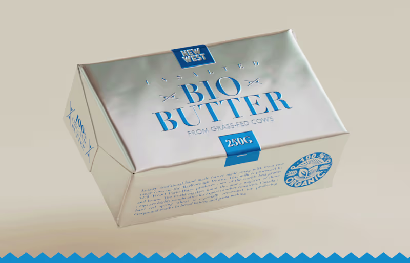 Cover image for NEW WEST Bio Butter Packaging/Visualization