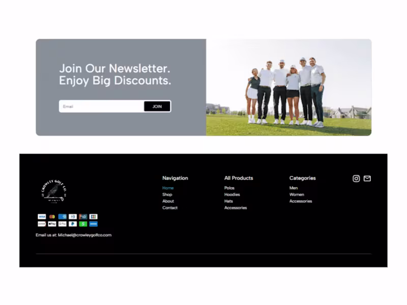 Cover image for Crowley Golf Co - Framer shopify Ecommerce Site