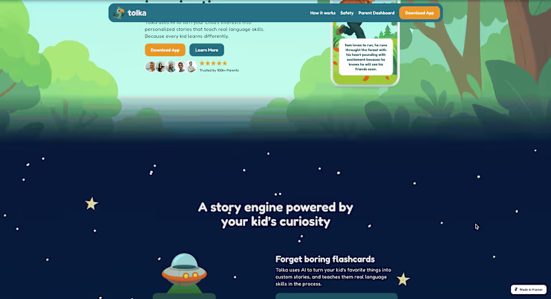 Cover image for Tolka: Landing Page for AI Language Learning App