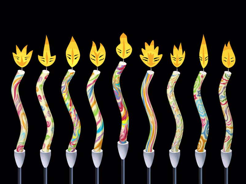 Cover image for The dancing candles of Hanukkah