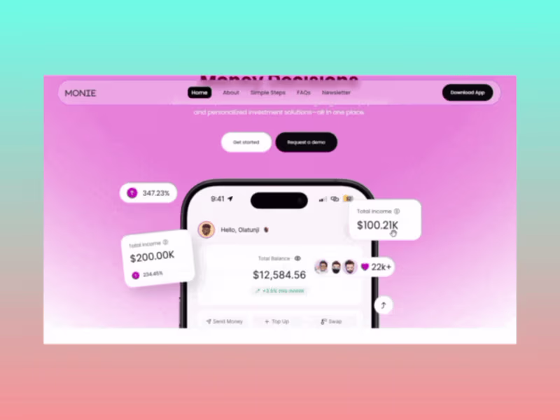 Cover image for Monie Landing page Figma to Webflow development 