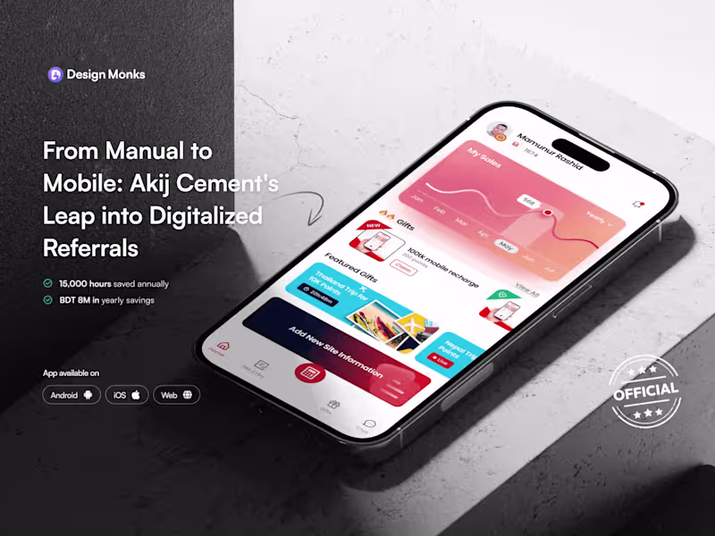 Cover image for Mobile App UI/UX Design: Akij Cement's CRM