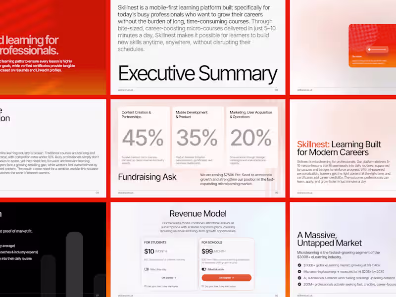 Cover image for Investor Pitch Deck Design for Skillnest