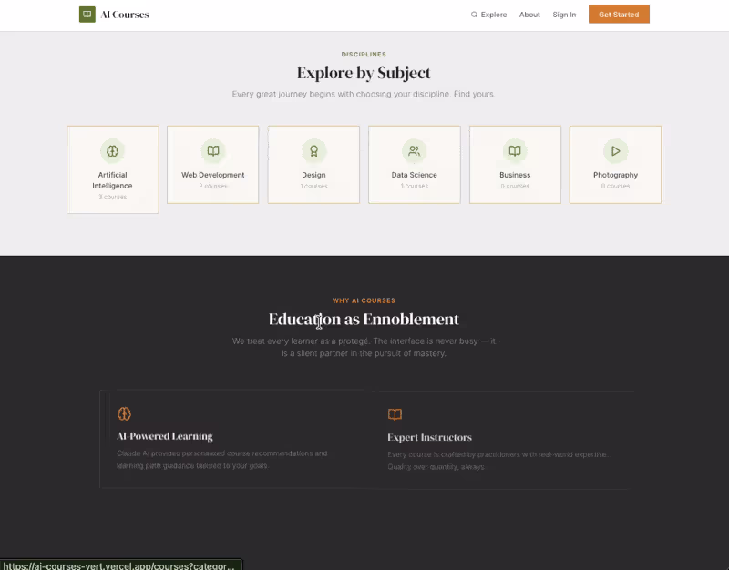 Cover image for AI Courses
An online course marketplace