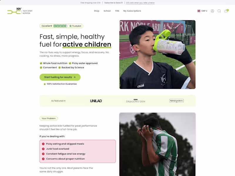 Cover image for Youth Sport Nutrition – Welcome Offer Landing Page Build