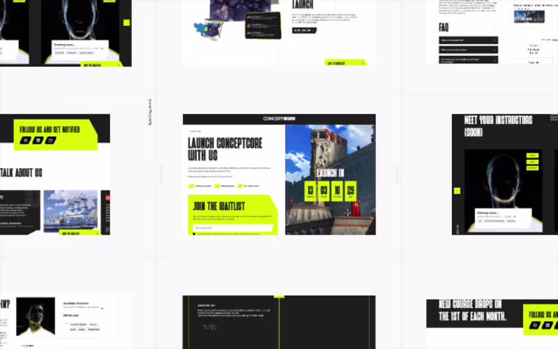 Cover image for Waitlist page for Conceptcore, a future online school for co...