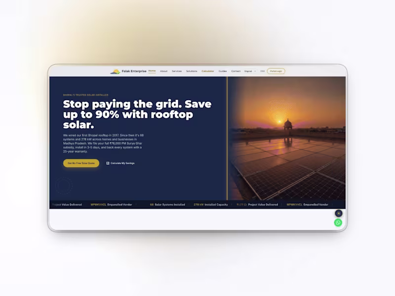 Cover image for Solar Website Built Beyond the Marketing Pages
