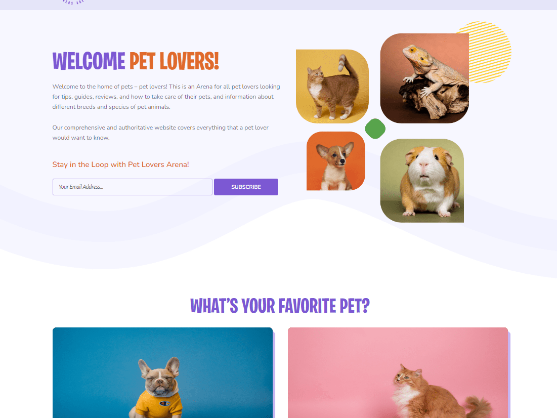 Pet store lovers website