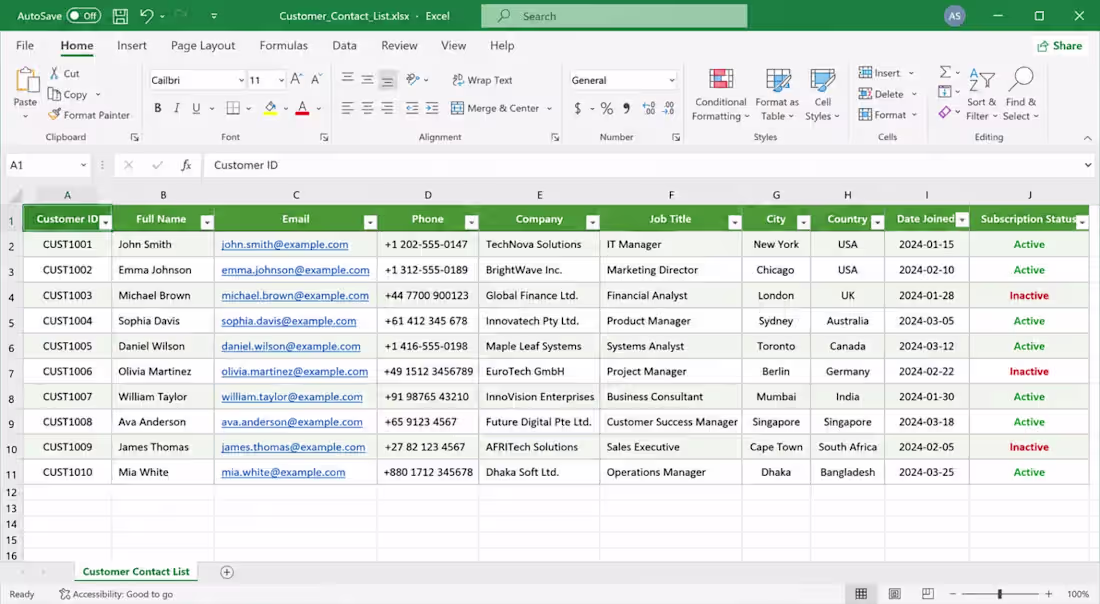 Cover image for Professional Customer Contact List Creation in Excel
