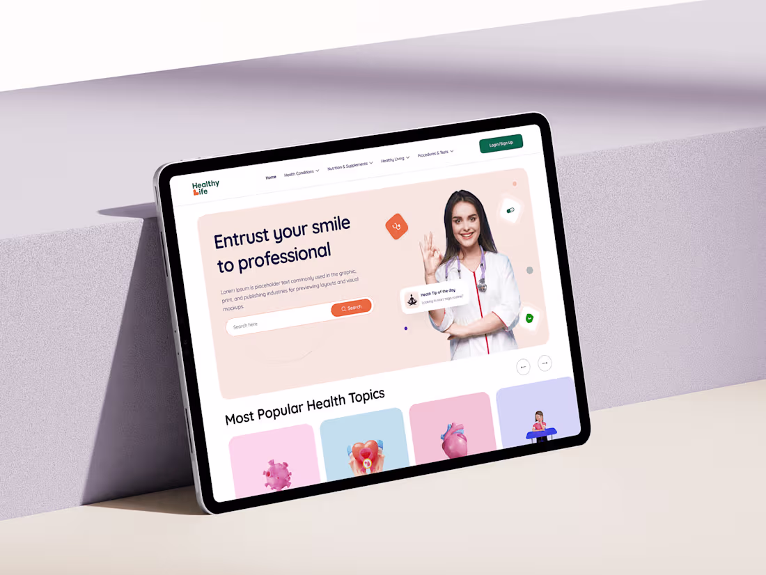 Cover image for Healthy Life - Medical Blog Site Design