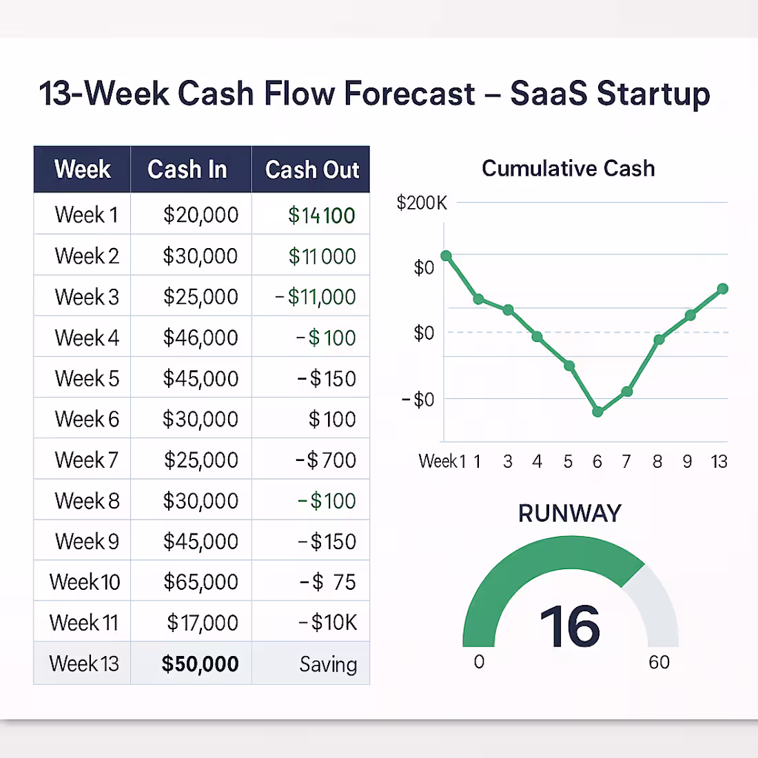 Cover image for Built a rolling 13-week cash model with daily inflow/outflow