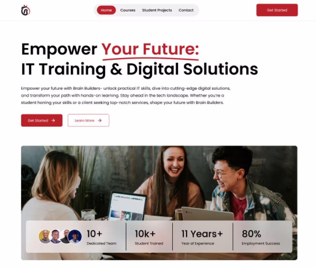 Cover image for Brain Builders I.T Firm Website Redesign
