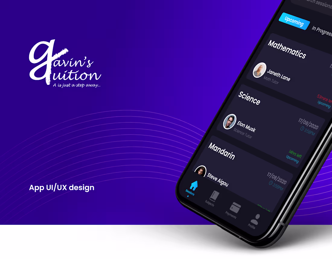 Cover image for Gavin's Tuition Mobile App UI/UX Design
