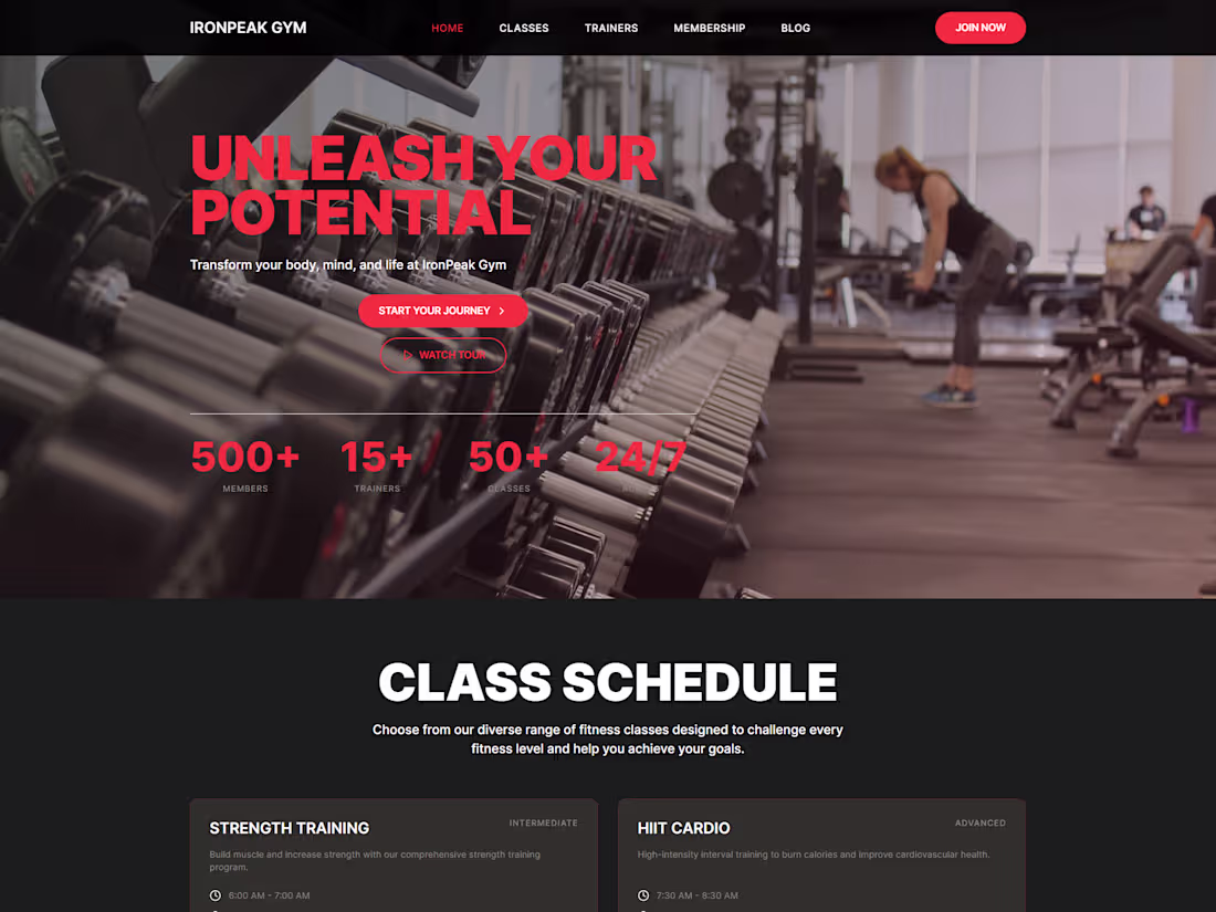 Cover image for UI Design for IronPeak Gym