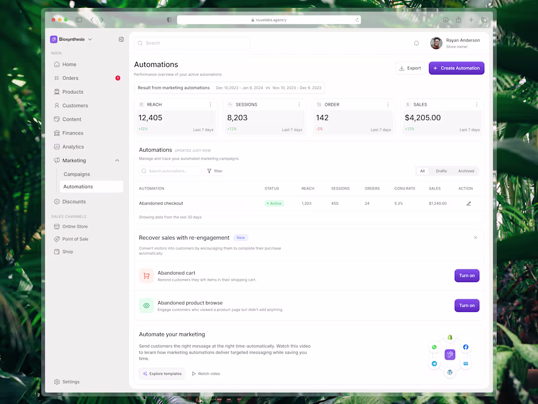 Cover image for E-Commerce Marketing Automation Dashboard UI