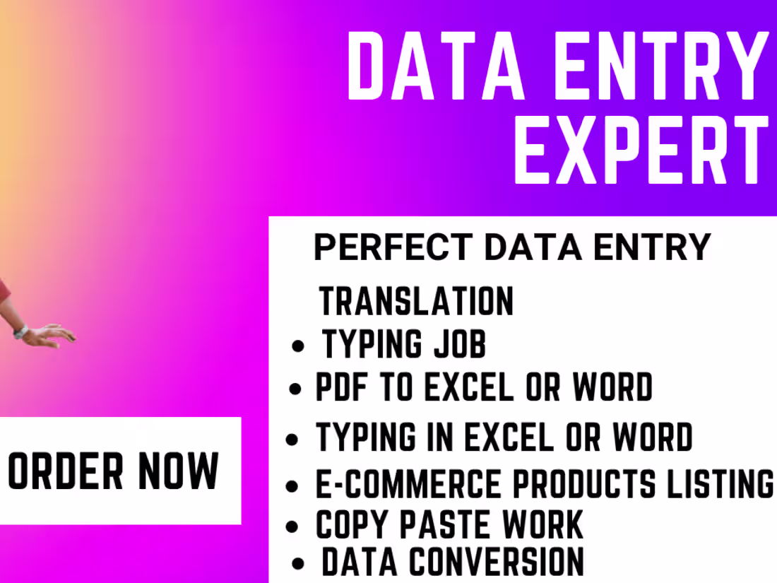 Cover image for I will do data entry, data collection, typing, web research