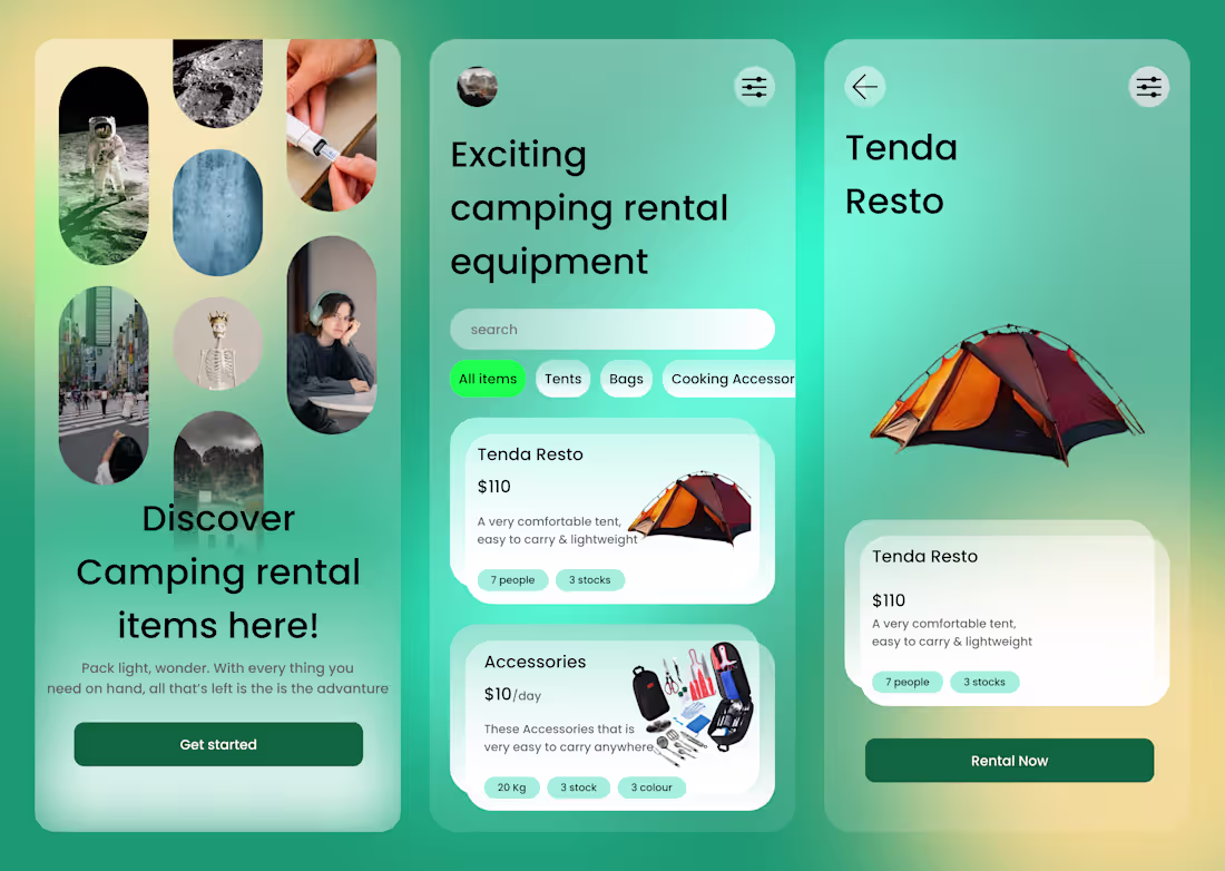 Cover image for Camping Equipment Rental UI/UX Design