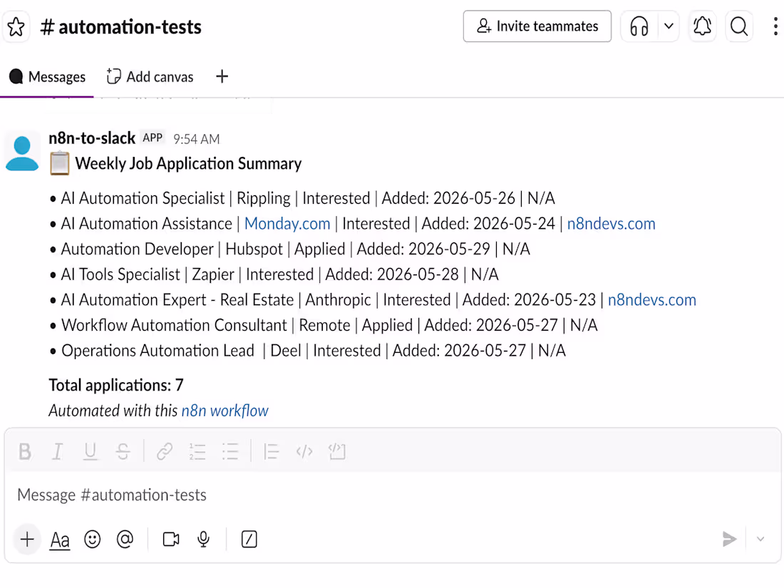 Cover image for Weekly Job Application Summary
Built an