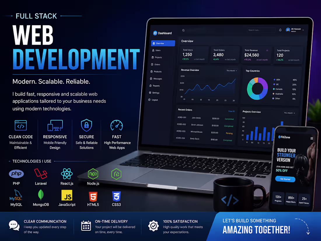 Cover image for Full Stack Web Development with PHP, React & Node.js
