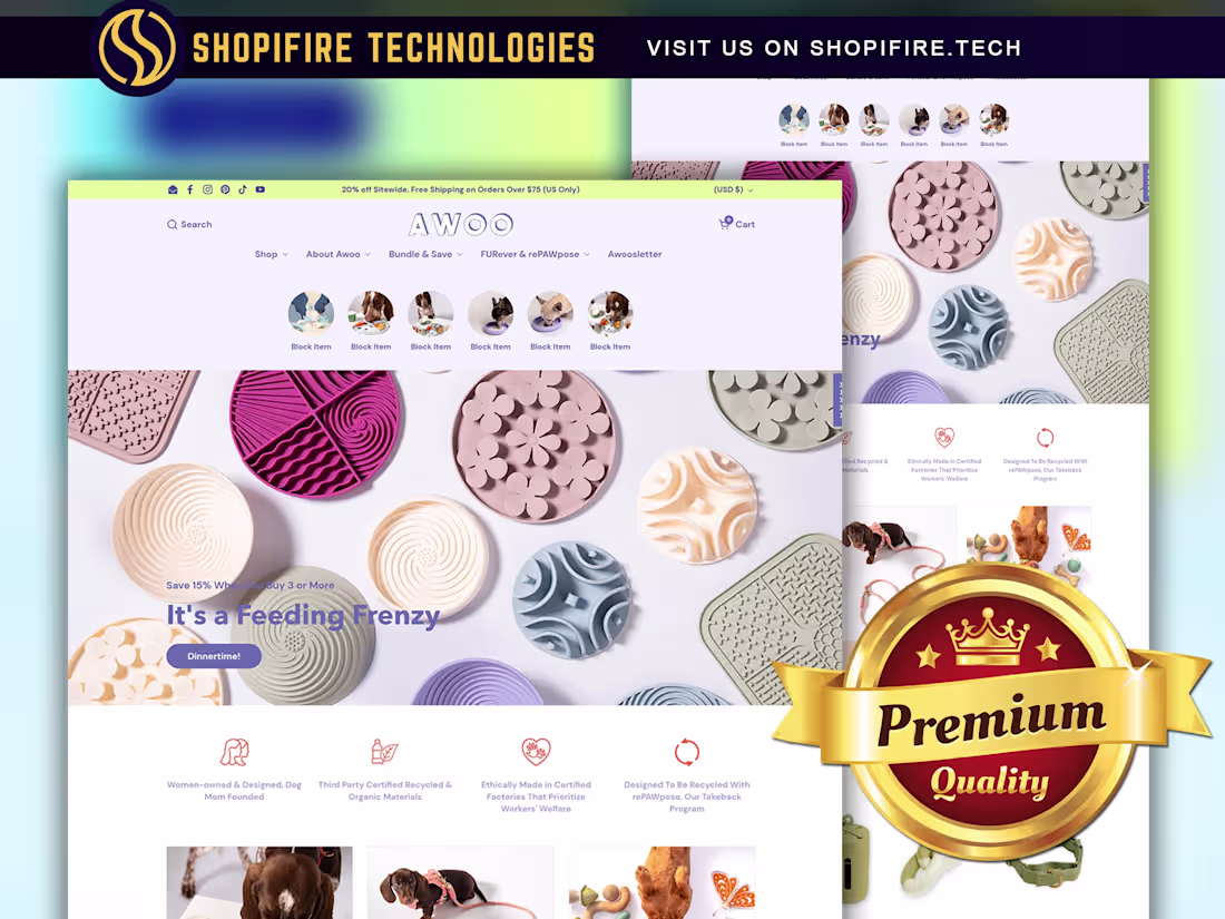 Cover image for Awoo Pets - Custom Shopify Section