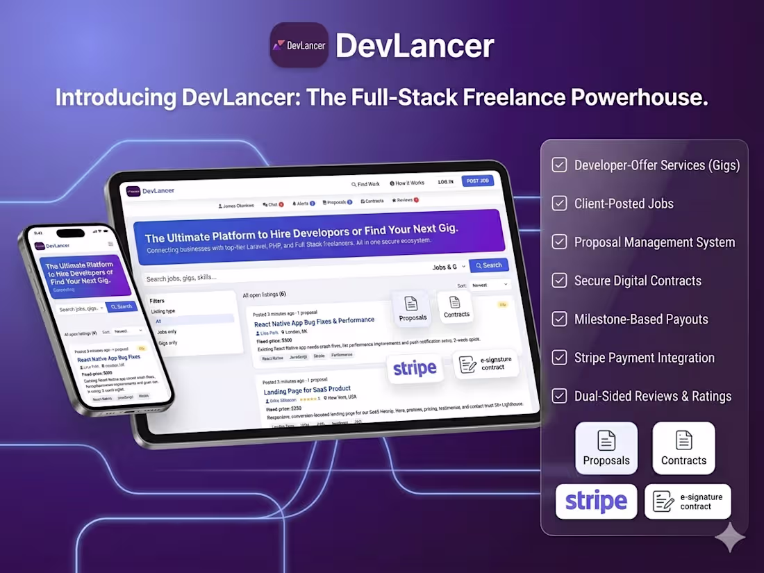 Cover image for Full-stack freelance marketplace where developers