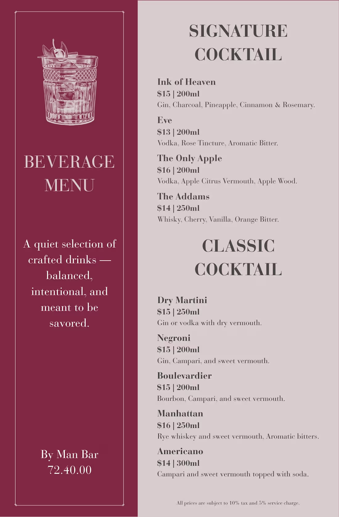 Cover image for Craft Bar Beverage Menu Design
A