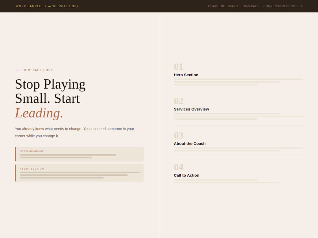 Cover image for Full homepage copy written for