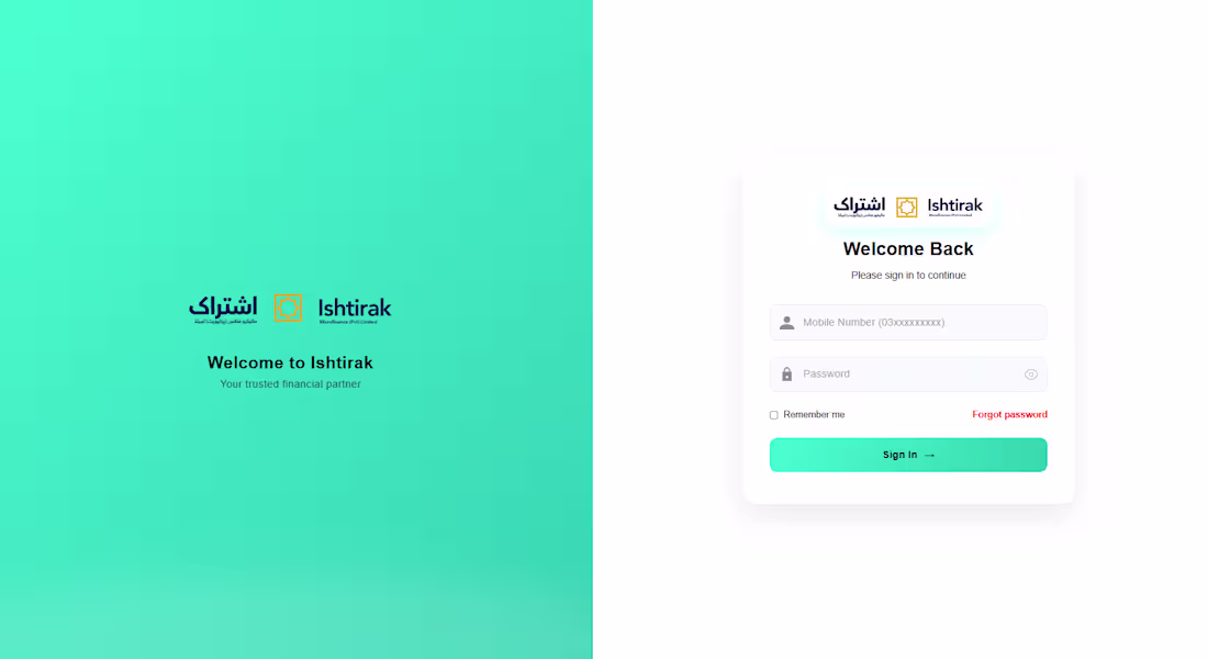 Cover image for Ishtirak Microfinance Portal
Developed a secure