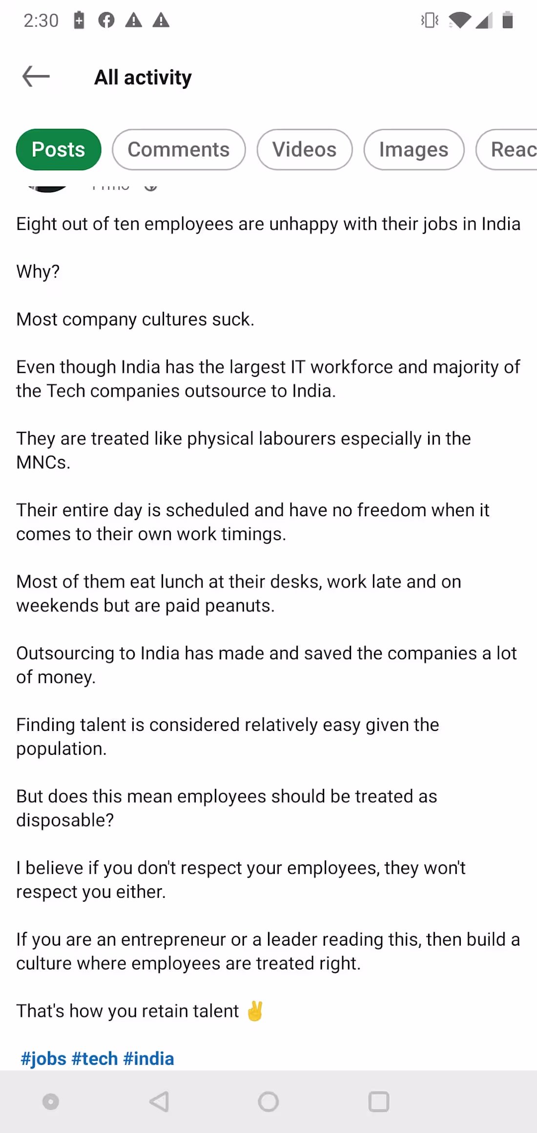 Cover image for Eight out of ten employees are unhappy with their job in India